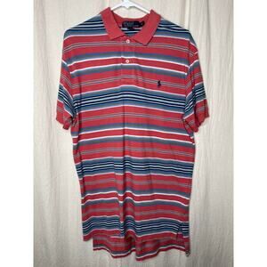 1990s Polo Ralph Lauren Muted Rainbow Stripe Country Club Old Money Shirt M